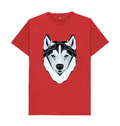 Red Men's Printed Wolf T-shirt