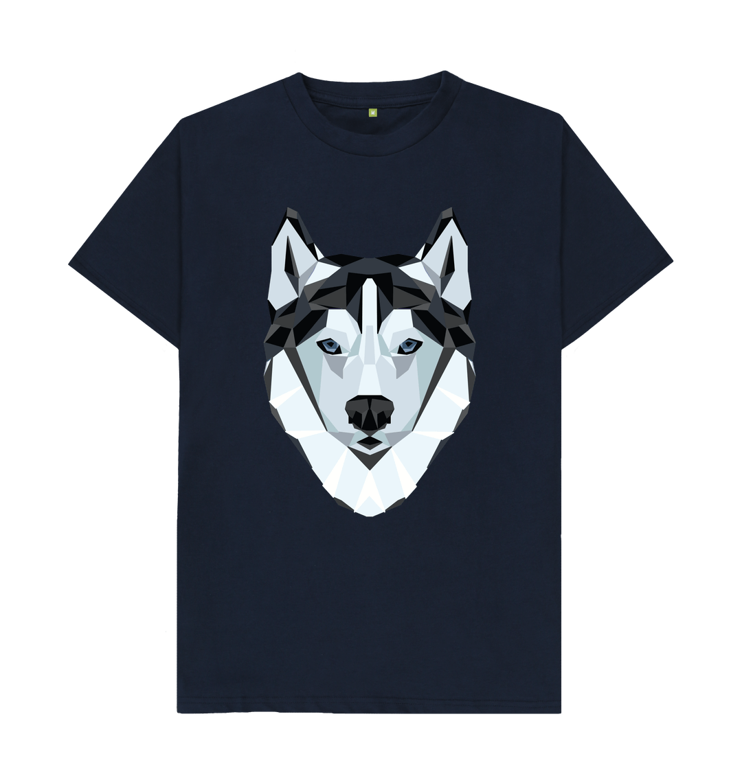 Navy Blue Men's Printed Wolf T-shirt