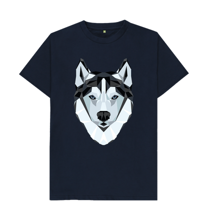 Navy Blue Men's Printed Wolf T-shirt