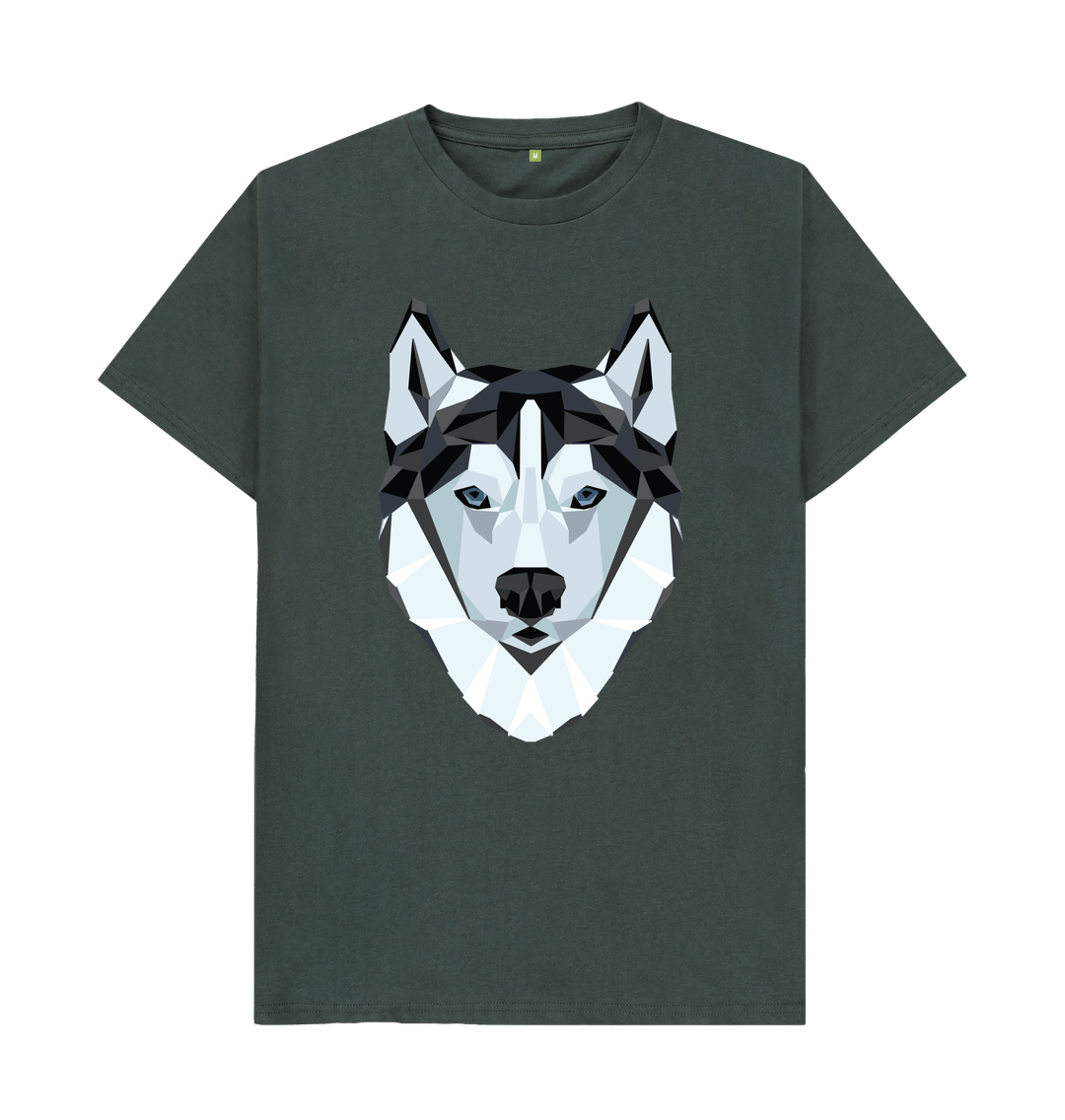 Dark Grey Men's Printed Wolf T-shirt