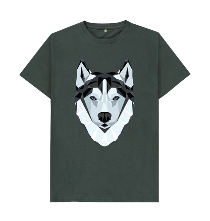 Dark Grey Men's Printed Wolf T-shirt