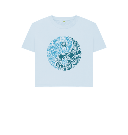 Sky Blue Women's Boxy Printed Tshirt