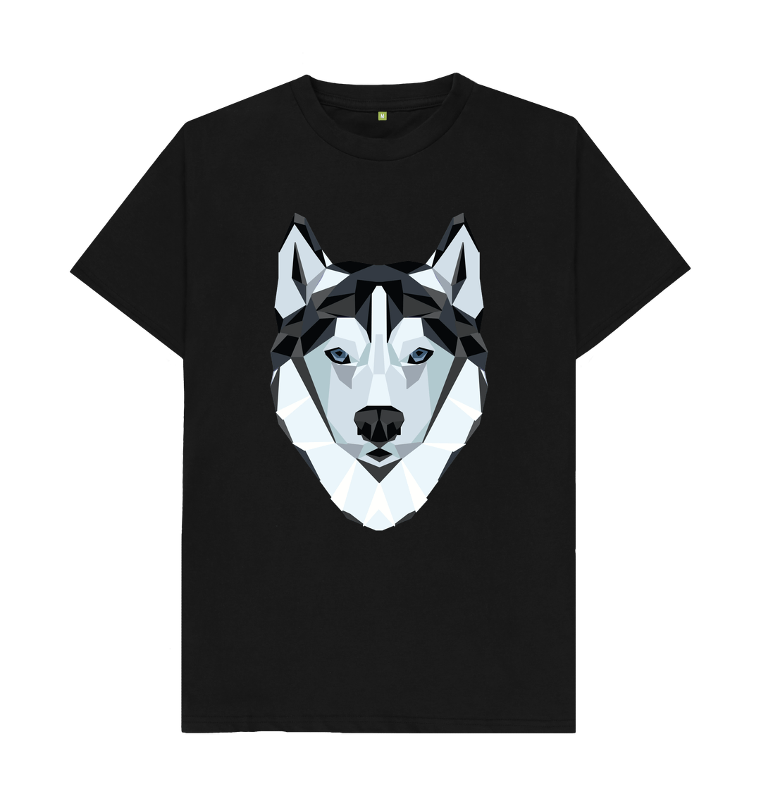 Black Men's Printed Wolf T-shirt