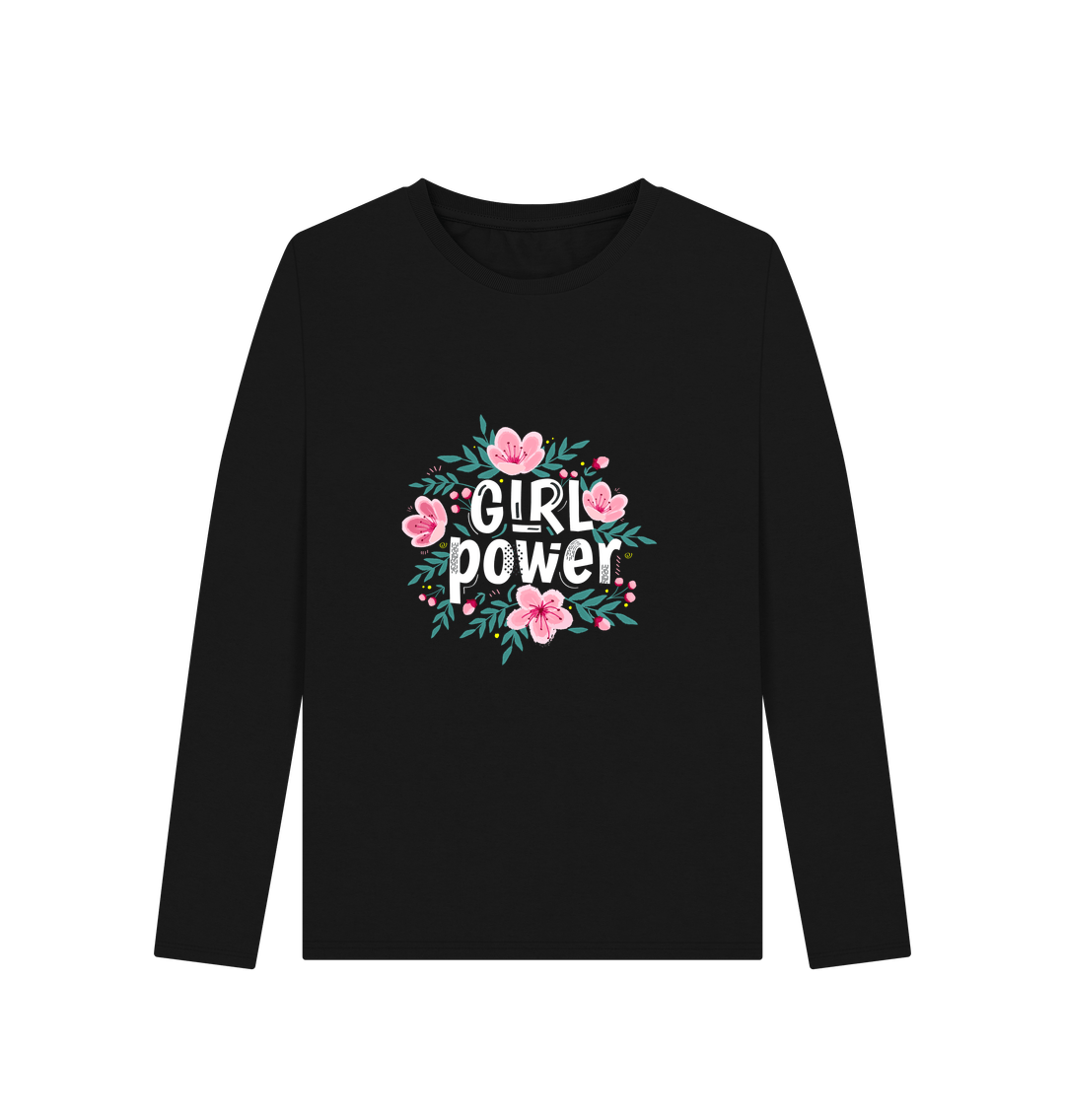 Black Girl Power Women's Long Sleeve T-shirt Certified Organic Cotton