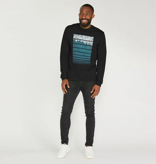 Organic Cotton Sweater For Men With Sea Print